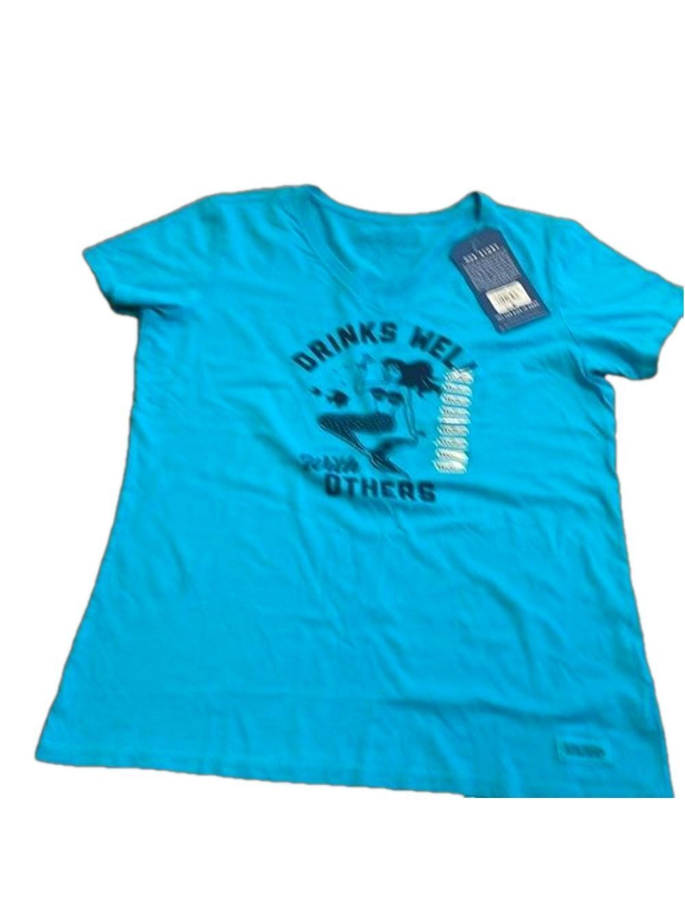 Life is Good M blue Mermaid printed short sleeve tshirt. NWT.